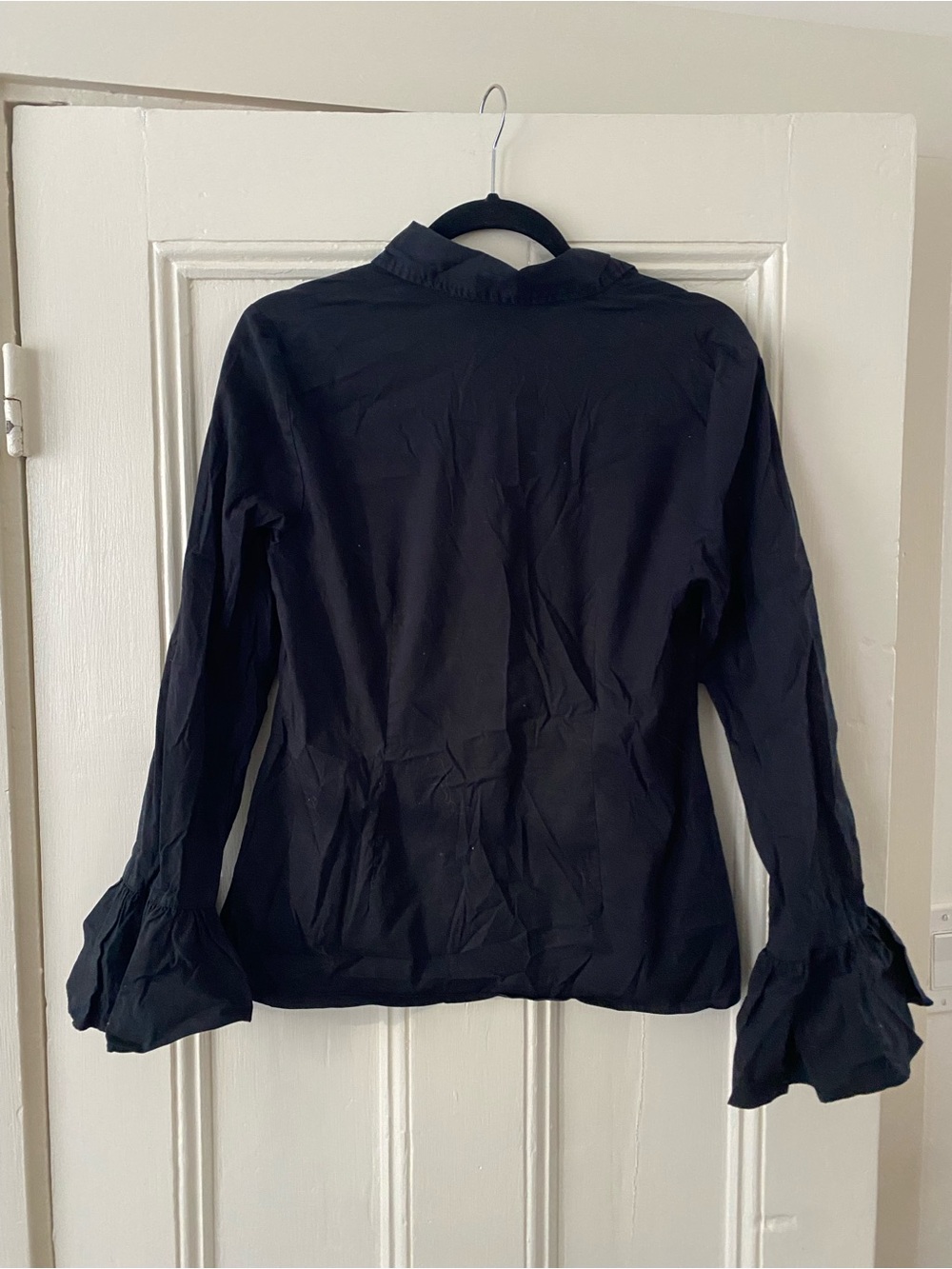 Button-Front Shirt with Ruffled Three-Quarter Sleeves - Picture 6 of 6